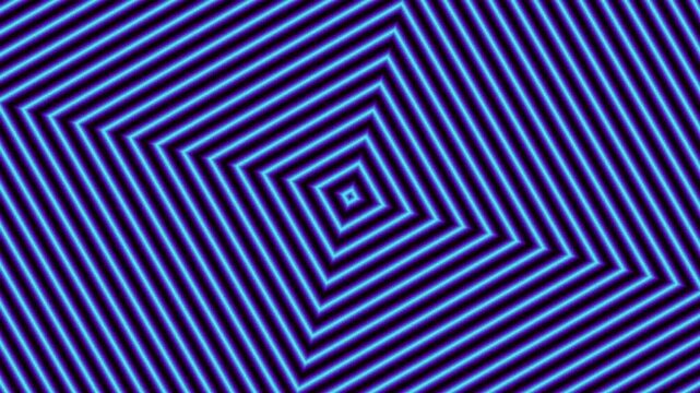 4K visual loop of nested square frames glowing with a cool neon blue light.