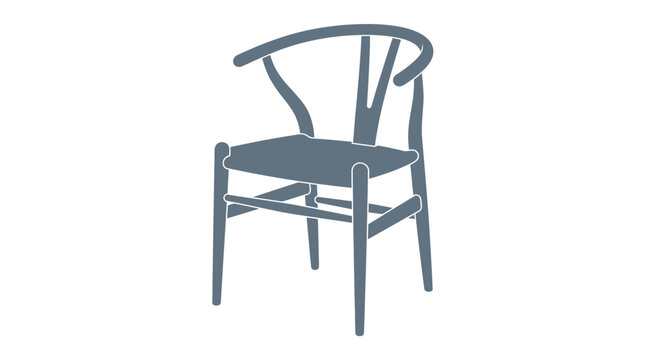 Contemporary wooden wishbone chair with woven seat for modern home interior design
