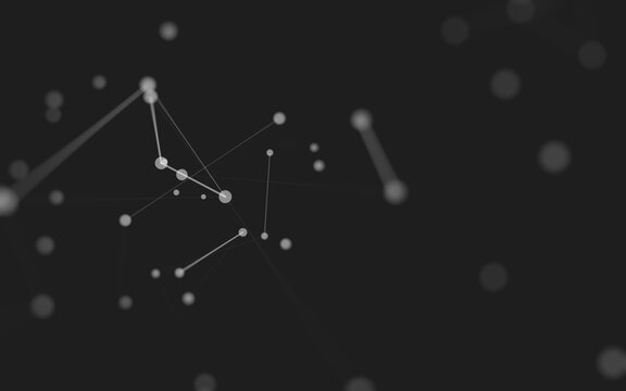 Abstract background. Molecules technology with polygonal shapes, connecting dots and lines. Connection structure. Big data visualization.