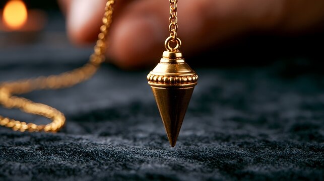 Brass Pendulum Swinging Over Dark Velvet by Candlelight