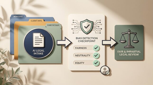 Legal tech automated intake checkpoint featuring artificial intelligence bias detection for fair and impartial case review