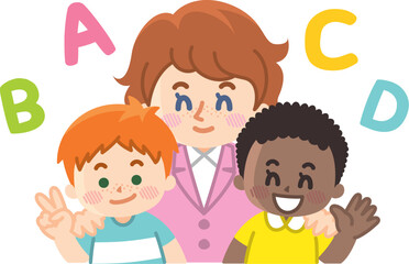 Obraz premium 英会話教室 英語ネイティブ講師と生徒