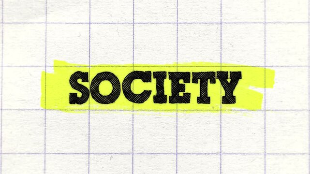 Society Text Highlighted on Grid Paper for Documentary Opener