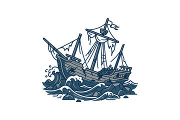 Shipwreck Vector Illustration © Noval