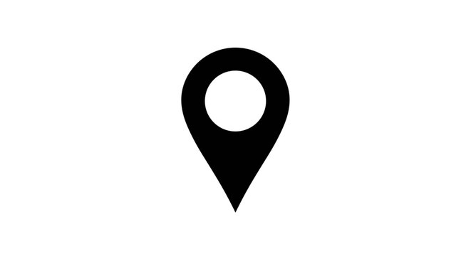 Black Location Pin Icon Symbol.