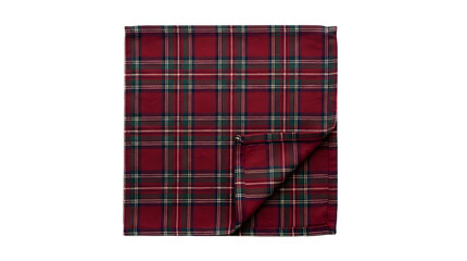 Fototapeta premium Red Tartan Fabric Textile Pattern with Green and Blue Lines PNG Isolated on transparent background