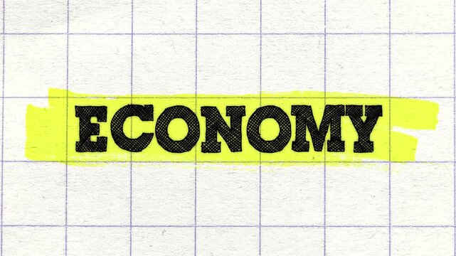 Economy Text Highlighted on Grid Paper for Documentary Opener