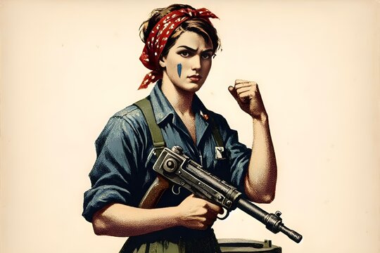  Iconic rosie the riveter illustration isolated on, a symbol of female empowerment, strength, and determination during world war ii era.