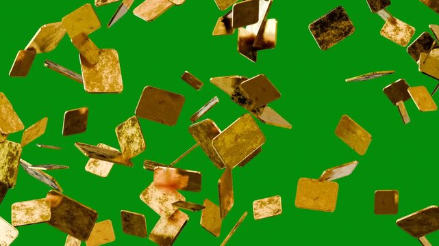 3D animation of falling gold bar. Suitable for business presentation.