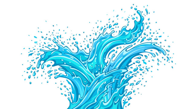 Splashing Blue Water Droplets.