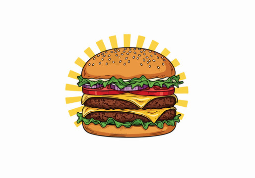 Delicious double cheeseburger with lettuce