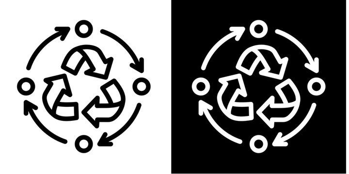 Lean Cycle  Icon Set White Line Style Collection