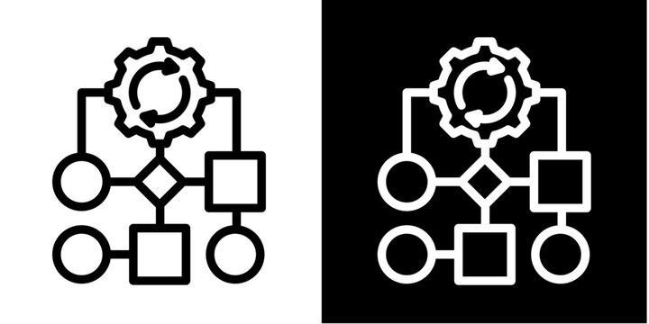 Process Mapping  Icon Set White Line Style Collection
