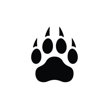 Bear Paw Silhouette Against A White Background