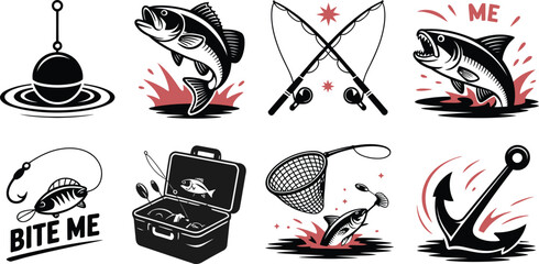Vintage Fishing and Angling Vector Icon © Tamimkhangeox