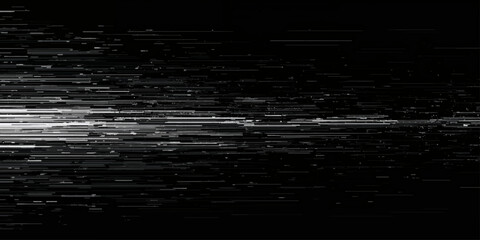 Minimalist black and white pixelated light trail graphic element © Md