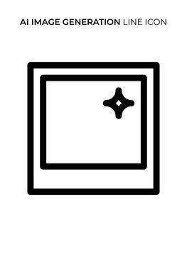AI Image Generation Line Icon, Artificial Intelligence Image Creation Outline Vector