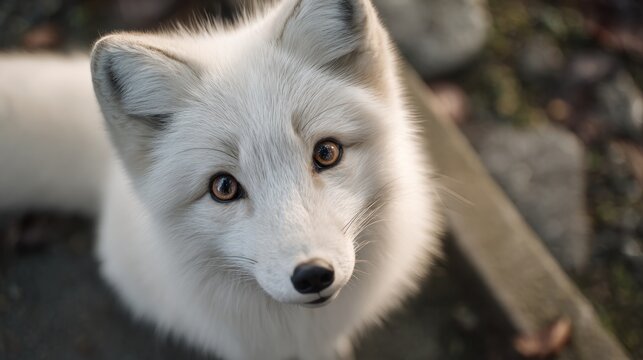 Close up of a white fox