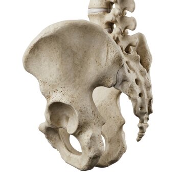 Human pelvis bone anatomy detailed structure isolated white background