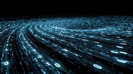 Fototapeta premium Digital data tunnel binary code streaming speed motion cyberspace technology big data blue