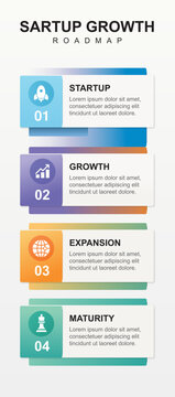 Startup Growth Roadmap Infographic Template with 4 Steps and Business Icons