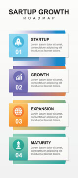 Startup Growth Roadmap Infographic Template with 4 Steps and Business Icons