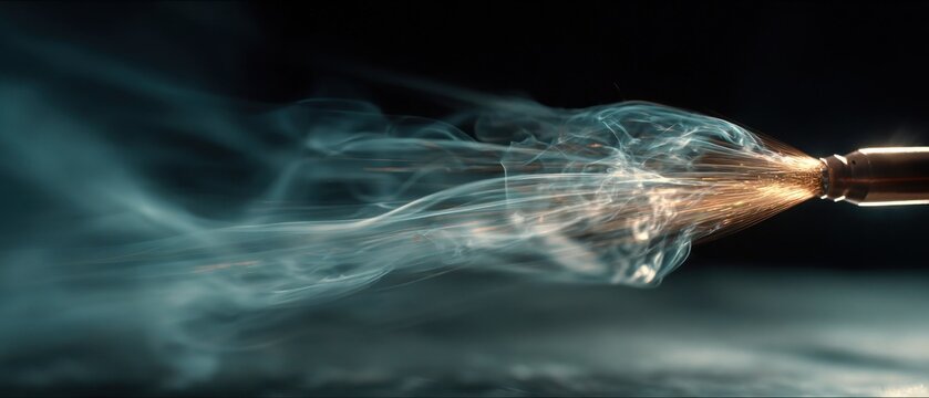 Bullet fired with smoke trail and sparks