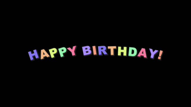 Happy birthday colorful animated text with playful motion