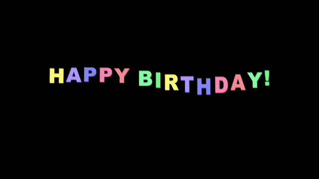 Happy birthday colorful animated text greeting for celebration events