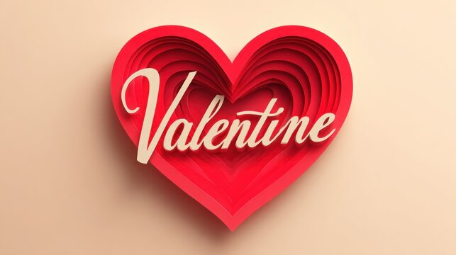 Valentines day heart design paper cut style