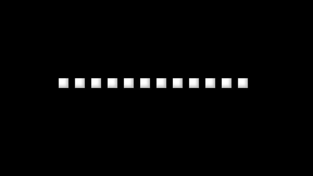 A horizontal row of small white square icons isolated on a black background.