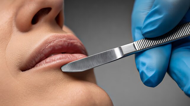 Professional lip enhancement cosmetic procedure with precision aesthetic treatment