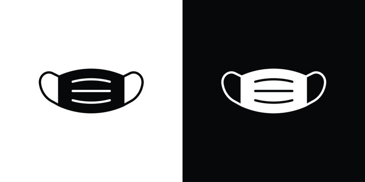 Medical mask icon line pictogram set