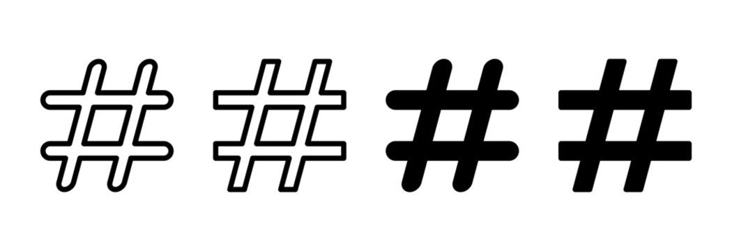 Hashtag icon set vector. hashtag sign and symbol