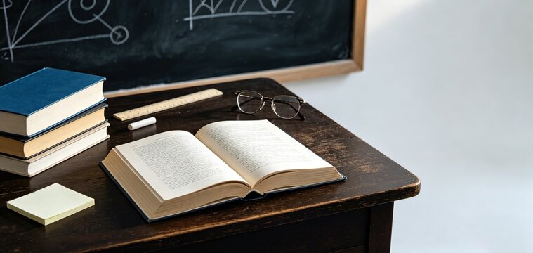 Open blank notebook, Fits education presentation slides, school brochure templates, online course web banners, back-to-school flyers and learning development marketing visuals.