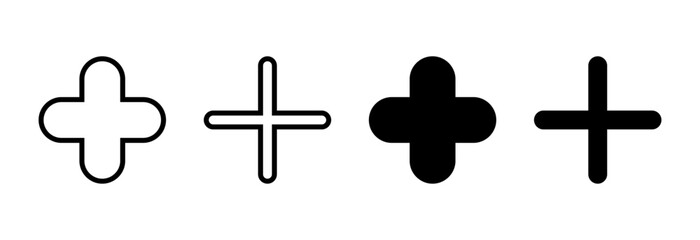 Fototapeta premium Plus Icon set vector. Add plus sign and symbol