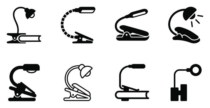 Minimalist book light icon variations set, premium vector line art bundle for digital marketing, clean geometric horizontal lights graphic designs for creative branding projects isolated on wh