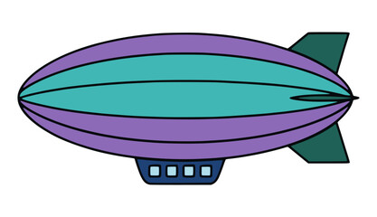 flying zeppelin balloon tourist attraction flat color vector illustration template design © katsumatakun