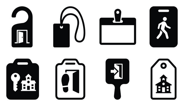 Minimalist hall pass icon variations set, premium vector line art bundle for digital marketing, clean geometric horizontal passes graphic designs for creative branding projects isolated on whi