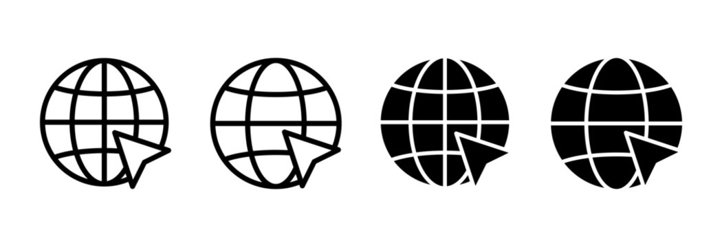 Web icon set vector. go to web sign and symbol. web click icon. Global search icon