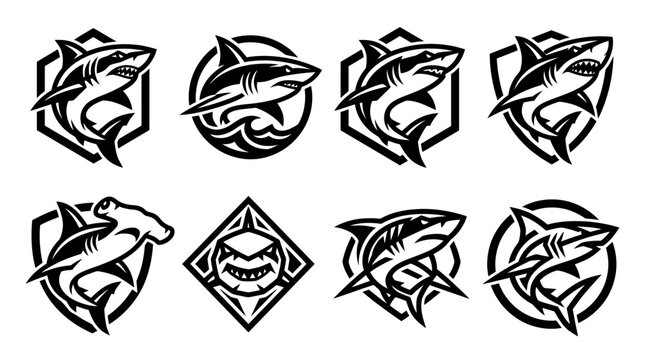 Shark logos with sharp teeth icons.