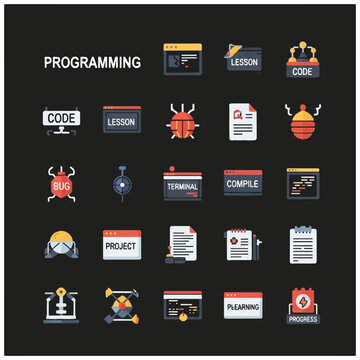 Programming icons and symbols set.