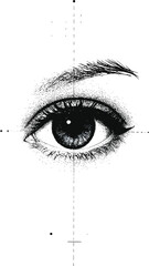Fototapeta premium Detailed black and white pointillism eye illustration, close up macro view, expressive and observant, perfect for medical or artistic concepts