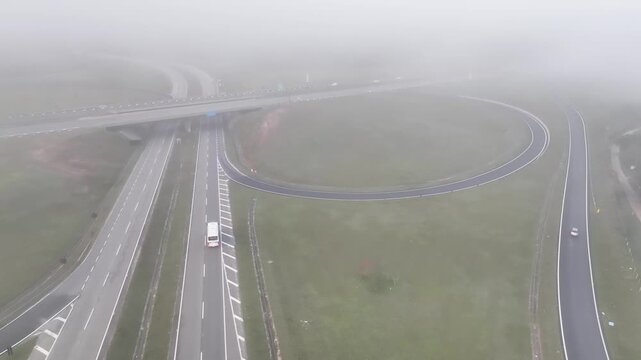 Nilo Maximo Highway near S&atilde;o Jos&eacute; dos Campos, S&atilde;o Paulo, Brazil. Establishing shot, aerial view.