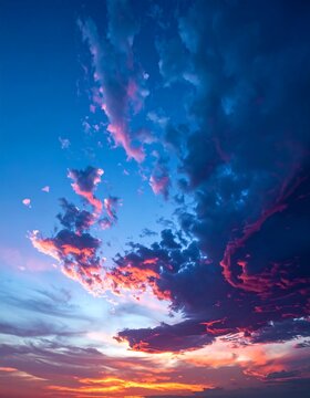 Vibrant sky at sunset with dramatic clouds and colorful light