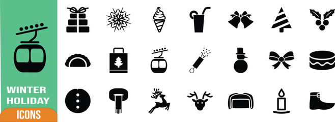 Christmas winter holiday vector icons. snowman icon set, reindeer icon set, present icon set © Akash