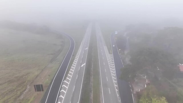 Nilo Maximo Highway near S&atilde;o Jos&eacute; dos Campos, S&atilde;o Paulo, Brazil. Establishing shot, aerial view.
