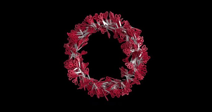 Red Scissors Ring Animation &ndash; 4K Alpha