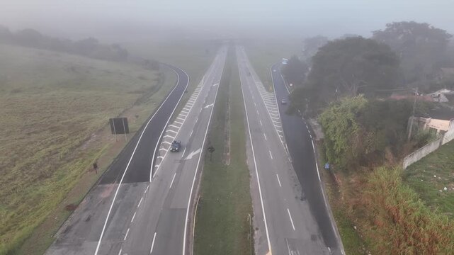 Nilo Maximo Highway near S&atilde;o Jos&eacute; dos Campos, S&atilde;o Paulo, Brazil. Establishing shot, aerial view.