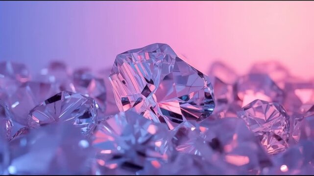 Brilliant red crystal gemstone with sparkling facets and jewel like raw diamond cluster luminous